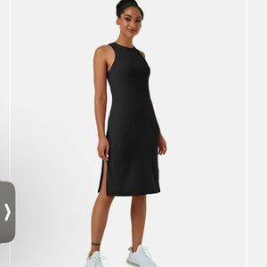 Halara Softlyzero Bodycon Midi Dress | Medium | Black High Neck Leg Slit Fitted